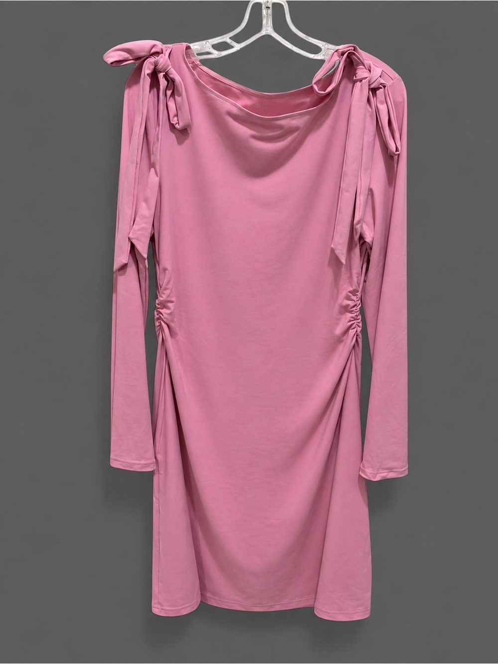 Amazon Pink Long-Sleeve Tie-Shoulder Dress